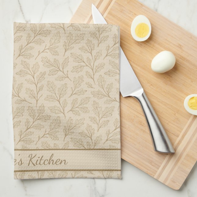Elegant Fall Leaves | Custom Minimalist Farmhouse Kitchen Towel (Quarter Fold)