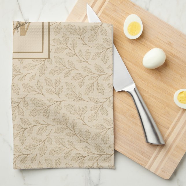Elegant Fall Leaves | Custom Minimalist Farmhouse Kitchen Towel (Quarter Fold)