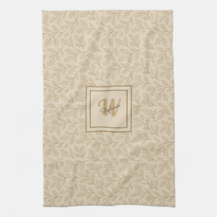Elegant Fall Leaves Custom Minimalist Farmhouse Kitchen Towel