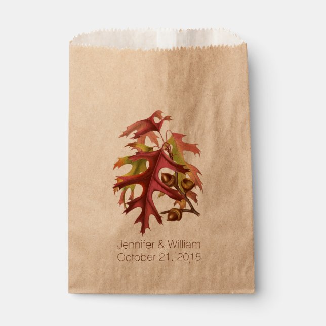Elegant Fall Leaves Custom Wedding Favour Bag (Front)