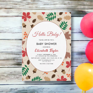 Elegant Fall Leaves Pattern Autumn Baby Shower Invitation