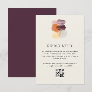 Elegant Fall Leaves QR Code Online Wedding RSVP Card