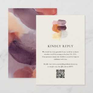 Elegant Fall Leaves QR Code Online Wedding RSVP Card