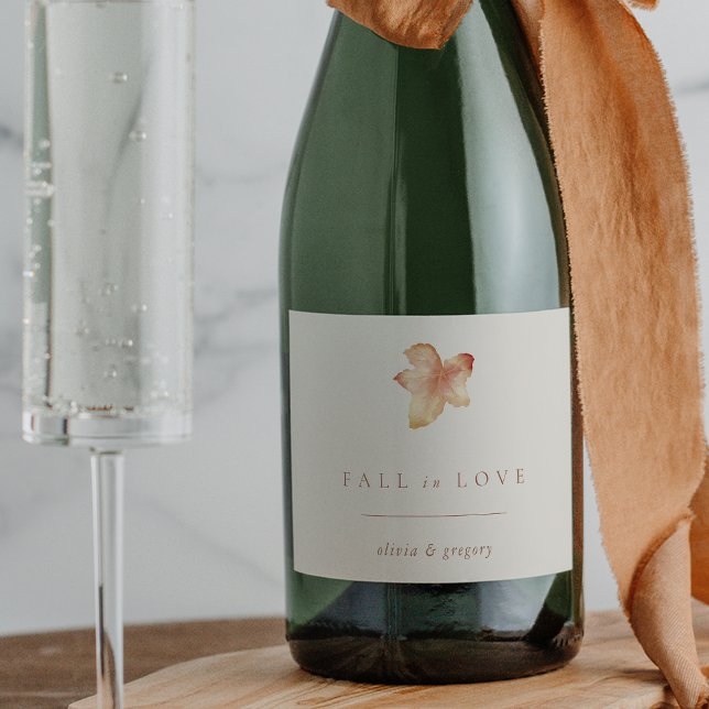 Elegant Fall Leaves Sparkling Wine Label (Creator Uploaded)