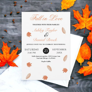 Elegant Fall Leaves Watercolor Fall Floral Wedding Invitation