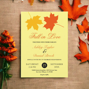 Elegant Fall Leaves Yellow Autumn Floral Wedding Invitation