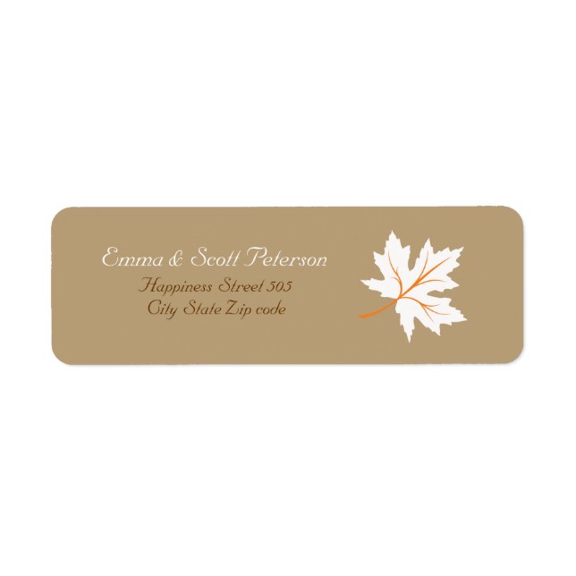 Elegant Fall Maple Leaf Return Address Label (Front)
