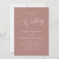 Elegant Fall Muted Rosewood Script Classic Wedding