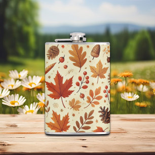 Elegant Fall Pattern Hip Flask