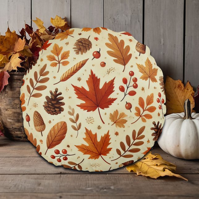 Elegant Fall Pattern Round Pillow (Creator Uploaded)