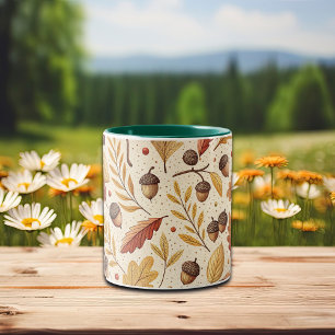 Elegant Fall Pattern Two-Tone Coffee Mug