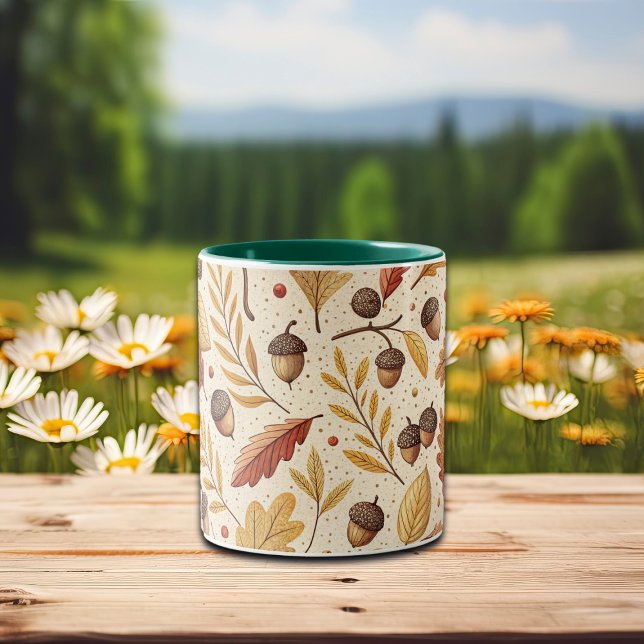 Elegant Fall Pattern Two-Tone Coffee Mug (Creator Uploaded)