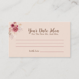 Elegant Fall Pink Floral Date Night Ideas  Enclosure Card