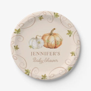 Elegant Fall Pumpkin Baby Shower Paper Plate