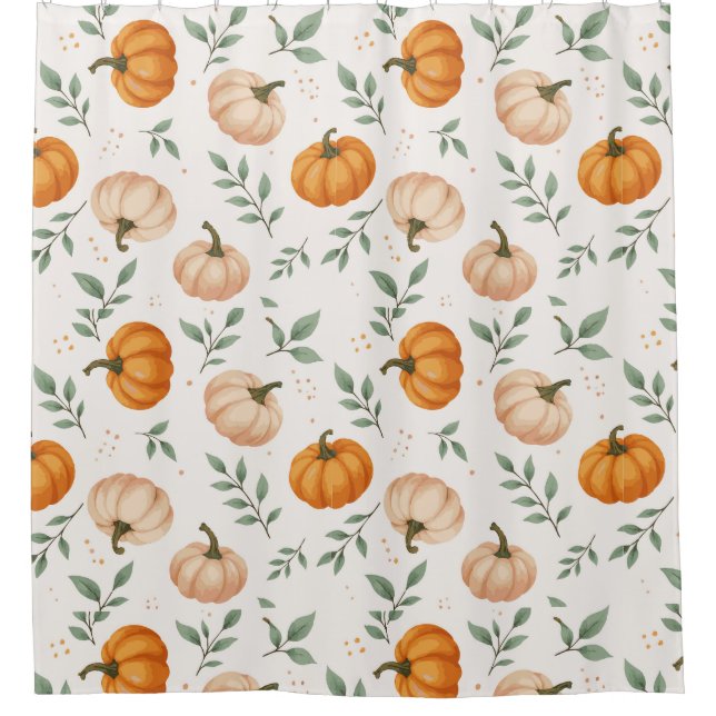  Elegant Fall Pumpkins Leaves Watercolor Pattern (Front)