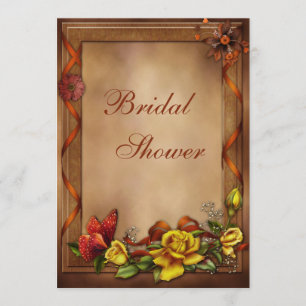 Elegant Fall Roses & Butterfly Bridal Shower Invitation