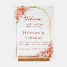 Elegant Fall Roses w/Foliage & Gold Wedding Invite