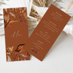 Elegant Fall Terracotta Leaves Wedding  Menu<br><div class="desc">With its elegant design, rustic terracotta colour palette, and delicate floral accents, this menu card adds a touch of sophistication to your dining experience. Crafted with attention to detail, this menu card enhances the overall ambiance of your reception and ensures a memorable dining experience filled with flavour and charm. Designed...</div>