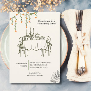 Elegant Fall Thanksgiving Friendsgiving Dinner Invitation