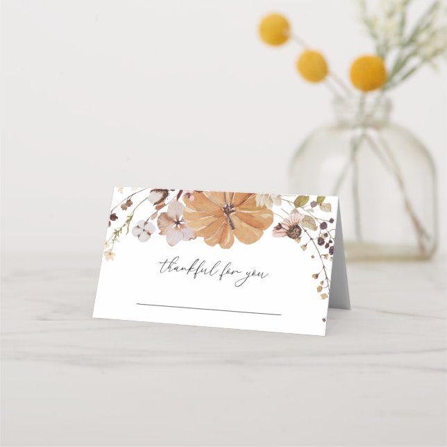 Elegant Fall Thanksgiving Friendsgiving Dinner Place Card (Front)