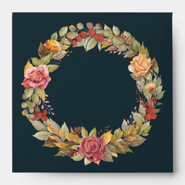 Elegant Fall/Thanksgiving Wreath Return Address Envelope (Front)