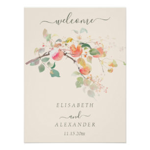 Elegant Fall Watercolor Apples Wedding Poster