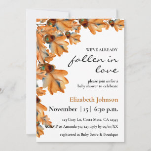 Elegant Fall Watercolor Orange Foliage Baby Shower Invitation