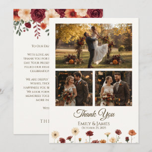 Elegant Fall Wedding Flat Thank You Card