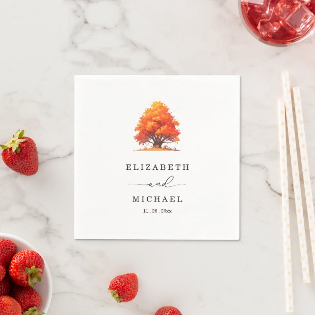 Elegant Fall Wedding Rustic Autumn Tree Wedding  Napkin (Insitu)