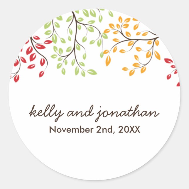 Elegant Fall Wedding Stickers (Front)