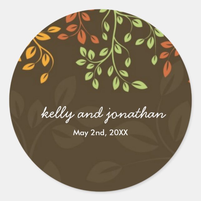 Elegant Fall Wedding Stickers (Front)