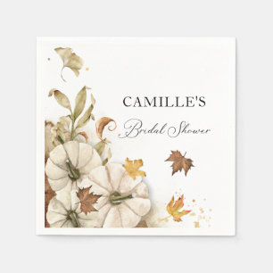 Elegant Fall White Pumpkin Bridal Shower Paper Napkin