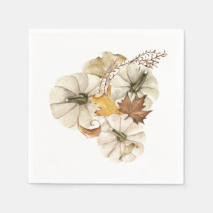 Elegant Fall White Pumpkin Napkin