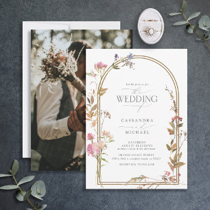 Elegant Fall Wildflower Floral Watercolor Photo Invitation