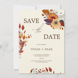 Elegant Fall Wildflower Save The Date Invitation