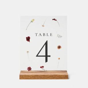 Elegant Fall Wildflower Wedding Table Number #4 Acrylic Sign