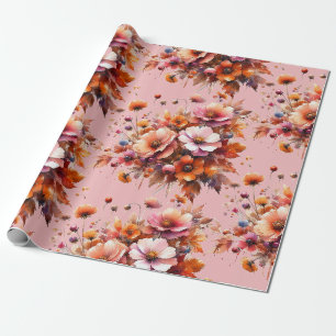 Elegant Fall Wildflowers Brown Bouquet. Wrapping Paper