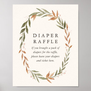 Elegant Fall Wreath Baby Shower Diaper Raffle Sign