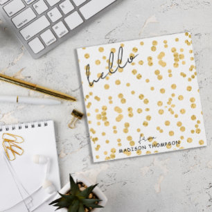 Elegant Falling Gold Glitters Hello Script Card