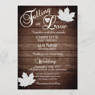 Elegant FALLING in LOVE Rustic Country Wedding Invitation