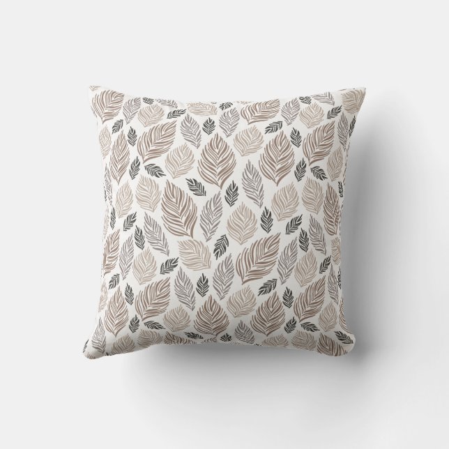 Elegant Falling Leaves Pattern Throw Pillow (Back)