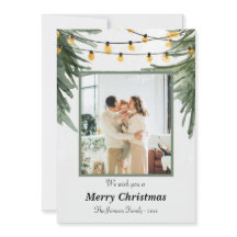 elegant Family Christmas Card with Watercolor Pine