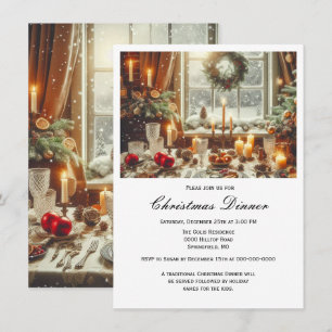 Elegant Family Christmas Dinner  Invitation