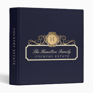 Elegant Family Documents Home Office Gold Navy Binder