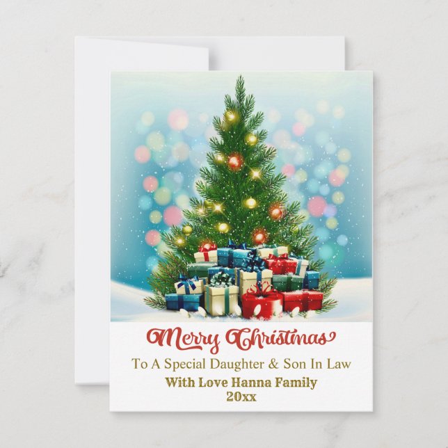 Elegant Family Holiday Present I Christmas Tree Card (Front)
