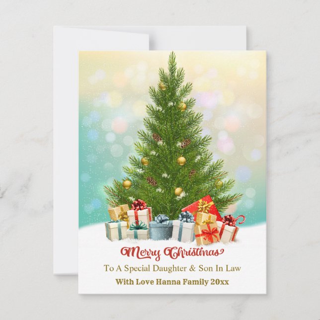 Elegant Family Holiday Present I Christmas Tree Card (Front)