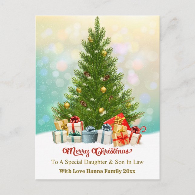 Elegant Family Holiday Present I Christmas Tree Postcard (Front)