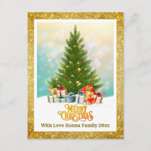Elegant Family Holiday Present I Christmas Tree Postcard