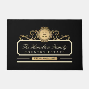 Elegant Family Home Gold Black Doormat