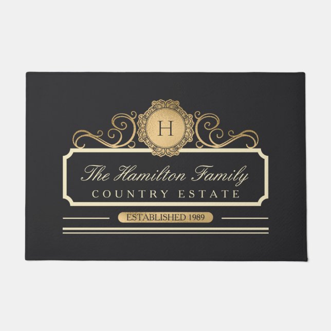 Elegant Family Home Gold Doormat (Front)